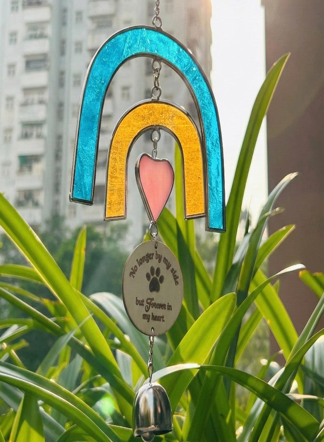 2IMT Pet Memorial Wind Chime, Stained Glass Suncatcher Rainbow Bridge Dog Memorial Gifts, Memorial Gifts for Loss of Dog Passing Away Gift, Pet Memorial Gift for Dogs, In Memory Of Dogs, Bereavement Window - Image 1